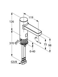 Смеситель KLUDI ZENTA электронный для умывальника, литевая батарейка 9V (хром) 3810005