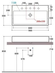 Раковина Globo Stone (900х500х140) подвесная/накладная, без отверстия под смеситель, белая SCQ91BI — изображение 2