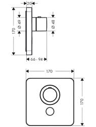 Смеситель Axor ShowerSelect 36706000 для душа,термостатический с клапаном, хром — изображение 3