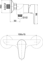 Смеситель для душа Cersanit CERSANIA 63032 настенный, однорычажный, хром