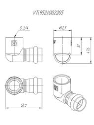 Пресс угольник VALTEC 22х3/4"В, 90° нерж. сталь, VTi.952.I.002205
