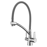 Смеситель для кухни Lemark COMFORT LM3071C-Gray гибкий излив, канал для питьевой воды, серый/хром