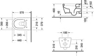 Унитаз подвесной DURAVIT ME by Starck 370х570х355 горизонтальный выпуск 2528090000