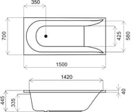 Ванна акриловая AM.PM Spirit 150x70 арт.W72A-150-070W-A2 без слива/перелива