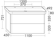 ����� � ��������� Burgbad Iveo 1200�492�721 ���������, 2 �����, �����/����� ���� SFFS120F2833G0181C0001*2