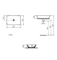 Раковина накладная Ideal Standard Lux CONNECT AIR (600х400х130) без отв. под смеситель,белый E034801