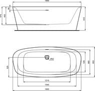 Ванна акриловая Ideal Standard Lux DEA 1800х800х610 отдельностоящая, с обвязкой, черная K8721V3