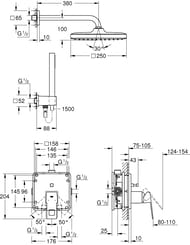 Душевая система Grohe Eurocube 25239000 встраиваемый смеситель с вн.частью, верхний/ручной душ, хром