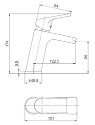 Смеситель для умывальника ESKO Orlando OL 26 однозахватный, без д/к, излив 95 мм, цвет: нерж. стал