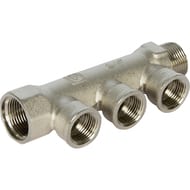 Коллектор VALTEC 3/4" на 3 выхода 1/2"В магистральный без кранов, никель VTc.550.N.0503