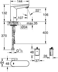 Смеситель Grohe EuroSmart Cosmopolitan E 36327001 для умывальника бесконтактный, батарейка