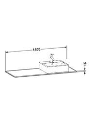 ���������� Duravit XSquare 1400�550�16 1 ����� ������, �������-����� XS060GR9292