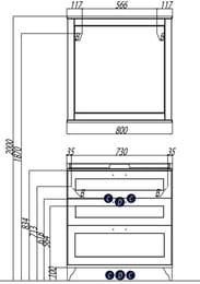 Тумба под раковину AQUATON Леон 80 Н 1A187801LBPS0 800х734х447 напольная, 3 ящика, дуб белый