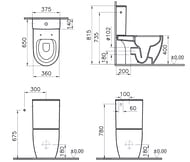 Унитаз-компакт Vitra Sento 365х650 с сиденьем,антибакт. покр.,безободк. 9830B003-7203