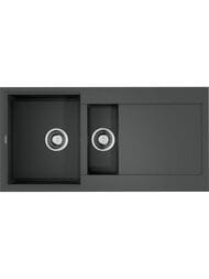 Мойка Omoikiri SAKAIME 100-2-PL (1000х500х200) врезная, 1,5 чаши, тетогранит, цвет-платина 4993899 — миниатюра 1