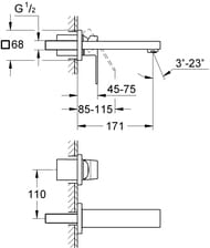 Смеситель Grohe Eurocube 19895000 для умывальника встраиваемый, однорычажный, внешняя часть, S-Size