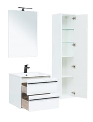 Тумба под умывальник Aquanet Lino 60 590х533х495 подвесная, 2 ящика, цвет: белый матовый 253901