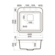 ����� Omoikiri TASOGARE 51-GR (510�510�190) �������, ���������, ����-����� 4993740