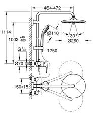 Душевая система Grohe Euphoria 260 27473002 со однозахватным смесителем, верхний/ручной душ, хром