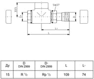 ������� �������� Oventrop "Combi �" �� 15, ��������� 1/2", ������� �����,  1167082