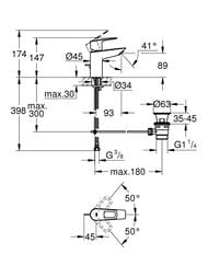��������� ��� �������� Grohe BauLoop 89 ��, ����. �����, �������������, S-Size, ���� 23335001