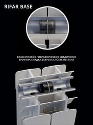 Радиатор биметаллический Rifar Base Ventil BVR 500 нижнее правое подключение, 14 секции, 2758 Вт — изображение 4