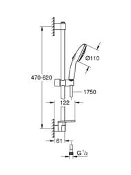 Душевой гарнитур Grohe Tempesta 110 ручной душ 2 режима, штанга 600мм, шланг1750мм, полочка 27926003 — изображение 4
