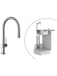 Смеситель Hansgrohe Talis M54 для кухни 210 вытяжной душ, поворотный излив 1jet хром 72802000 — миниатюра 1