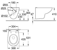 Унитаз Grohe Bau Ceramic 39427000 подвесной (368х410х531) безободковый