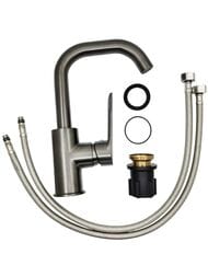Смеситель для раковины ESKO Lagos Gun Metal однозахватный, поворотный излив, на 1 отверстие LG26MGM — изображение 3