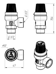 Клапан предохранительный VALTEC 1/2"х3 бар, никелированный, VT.496.N.0430