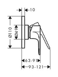 Смеситель для душа Hansgrohe Rebris S 72648670 однозахватный, со скрытой частью, мат.черный — изображение 2