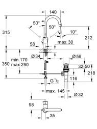 ��������� ��� �������� Grohe BauClassic 23095000 �������������, ������� ����� 212��, �/�, ����: ����