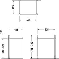 Металлическая консоль для умывальника 60 см DURAVIT VERO хром 0030631000