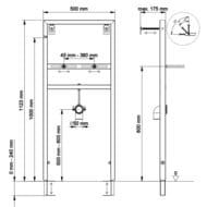 Рама для установки раковины BERGES NOVUM 500х1123-1363мм арт.049214