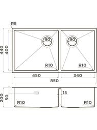 ����� Omoikiri TAKI 85-2-LB-U/IF-GB Side (850�440�200) ������. ������, 2 ����, ������ 4997039
