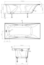 Ванна пристенная Astra-Form Вега 01010002 (1700х700х650) иск. камень, ножки в комплекте,белый