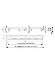 Душевой лоток Alcaplast APZ8-650М c сифоном L=650мм H=62мм плаcтик, с перфор.решеткой
