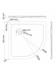 ������� ������ WasserKRAFT Neime 900�900�40 ������, ������������� ������, ������ 19T01