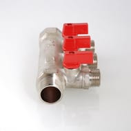 Коллектор VALTEC 3/4" на 3 подв.с шаровыми  кранами 1/2"Н никель VTc.580.N.0503