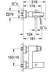 ��������� Grohe Eurocube 23140000 ��� �����/���� ������������, ����� 174 ��