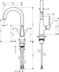 Смеситель Hansgrohe Talis M51 для кухни 220 поворотный излив 1jet хром 72814000