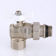 Кран угловой с американкой 1/2"ВН VALTEC BASE белая бабочка, с доп. уплотнением, VT.228.NRW.04