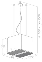 ������� ELICA Pix JEANS/F/42 LED, 420�420 ��, 1100 �3/�, 207 ��, ����� PRF0146221