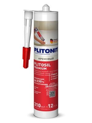 Герметик PLITONIT PLITOSIL Premium высокоэласт.санит.кислотного отверждения, кремовый 310 мл