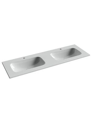 Раковина накладная Ceramicanova Grace 1410х460х137 2 чаши,отверстия под смеситель,белый CN7022