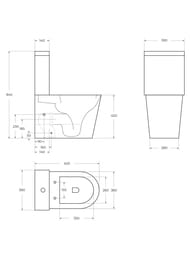 Унитаз-компакт BelBagno Flay-R 625х360х845 безободковый, горизонтальный выпуск BB2149CP-TOR+BB2149T