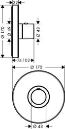 Смеситель Axor ShowerSelect 36721000 Highflow для душа, встраиваемый в стену, термостат, хром