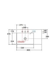 Раковина Globo T-EDGE (800х470х120) подвесная/накладная, с отверстием, черная матовая B6R81AR — изображение 2