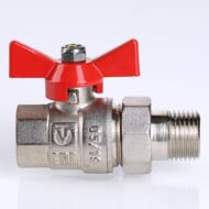 Кран с американкой 1/2"ВН VALTEC BASE красная бабочка VT.227.N.04